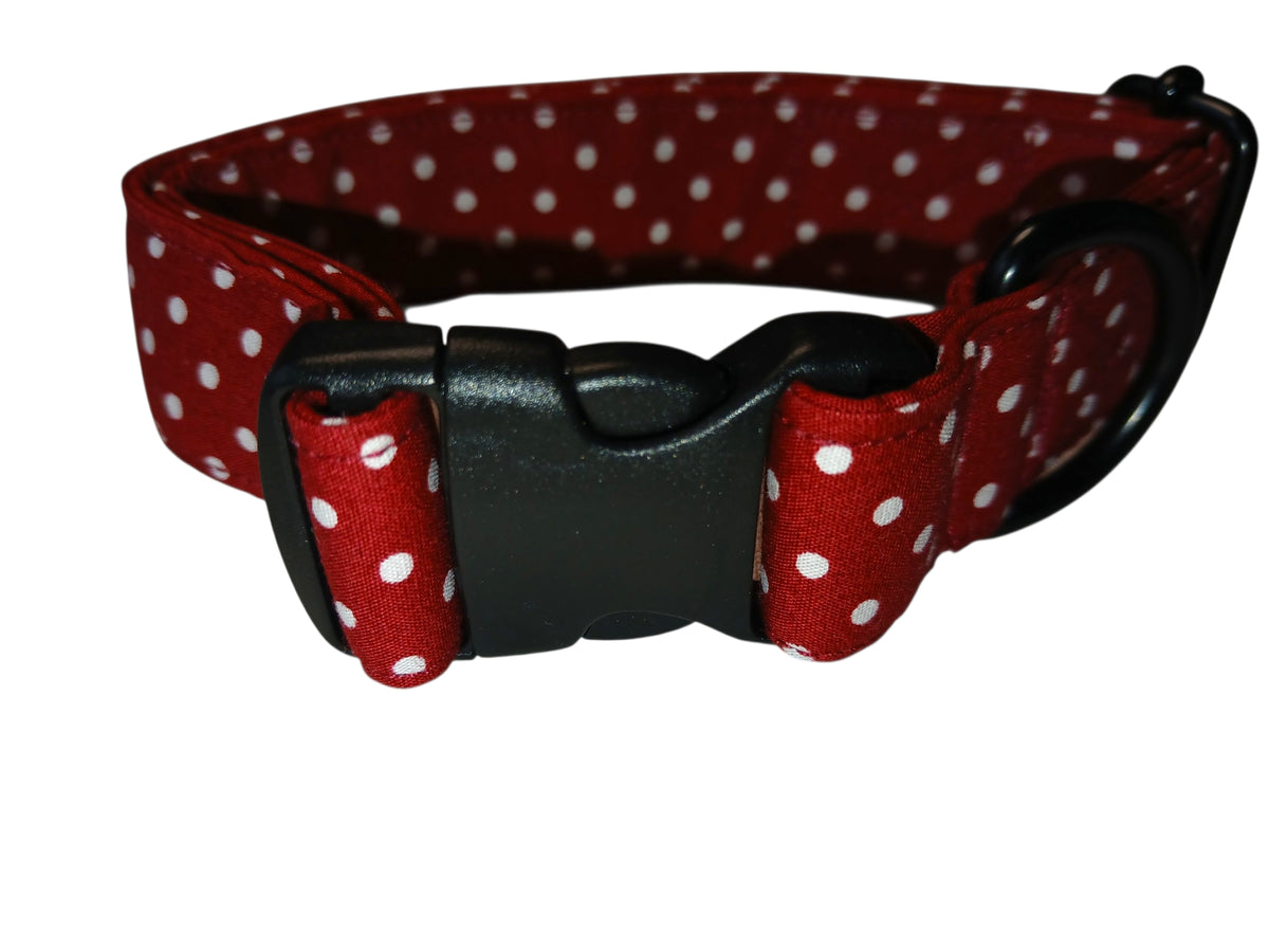 Wine Red Polka dot Dog Collar