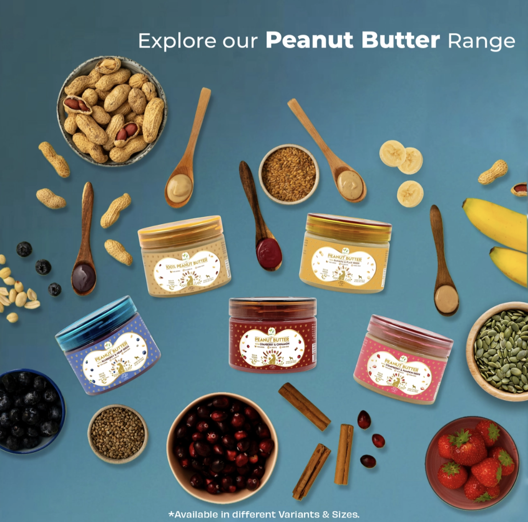 Pawfect Peanut Butter with Blueberries & Hempseeds For Dogs & Puppies | 100% Natural | No Added Sugar, Salt, Palm Oil | No Sweeteners, No Xylitol | Healthy Dog Treat