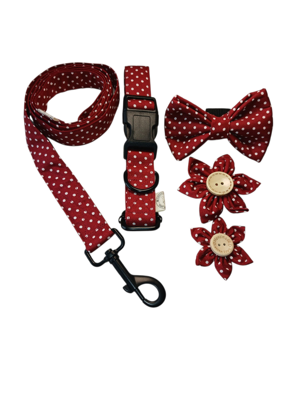 Wine Red Polka dot Dog lead