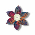 Orange Tartan Flower Collar Accessory