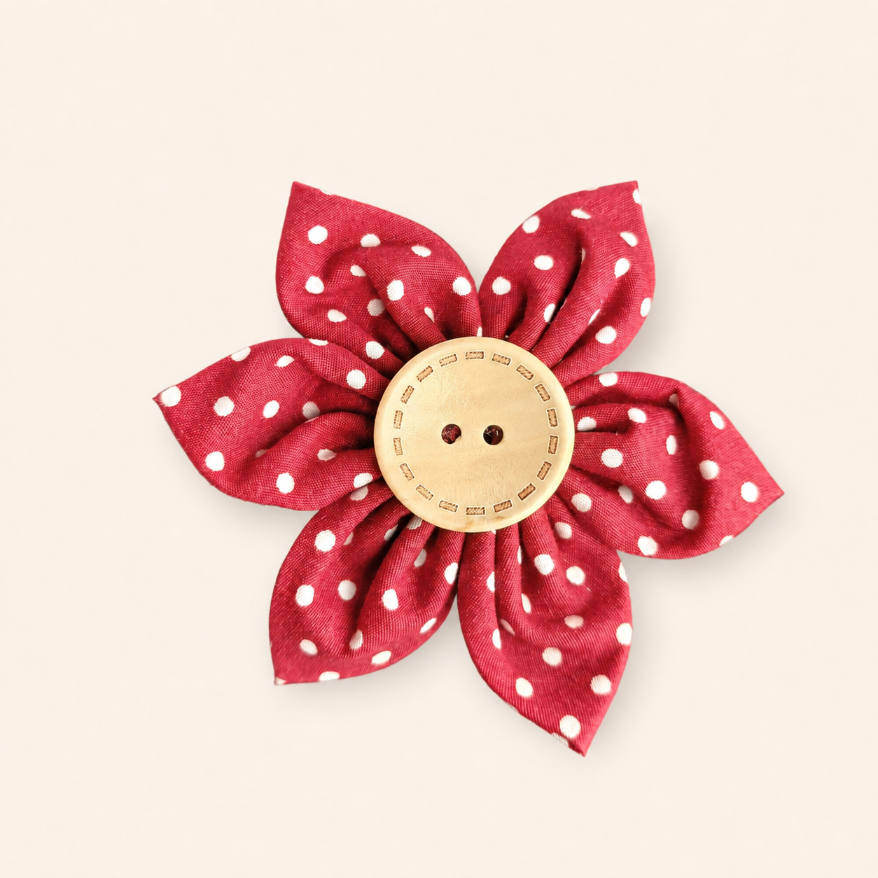 Wine Red Polkadot Flower Accessory