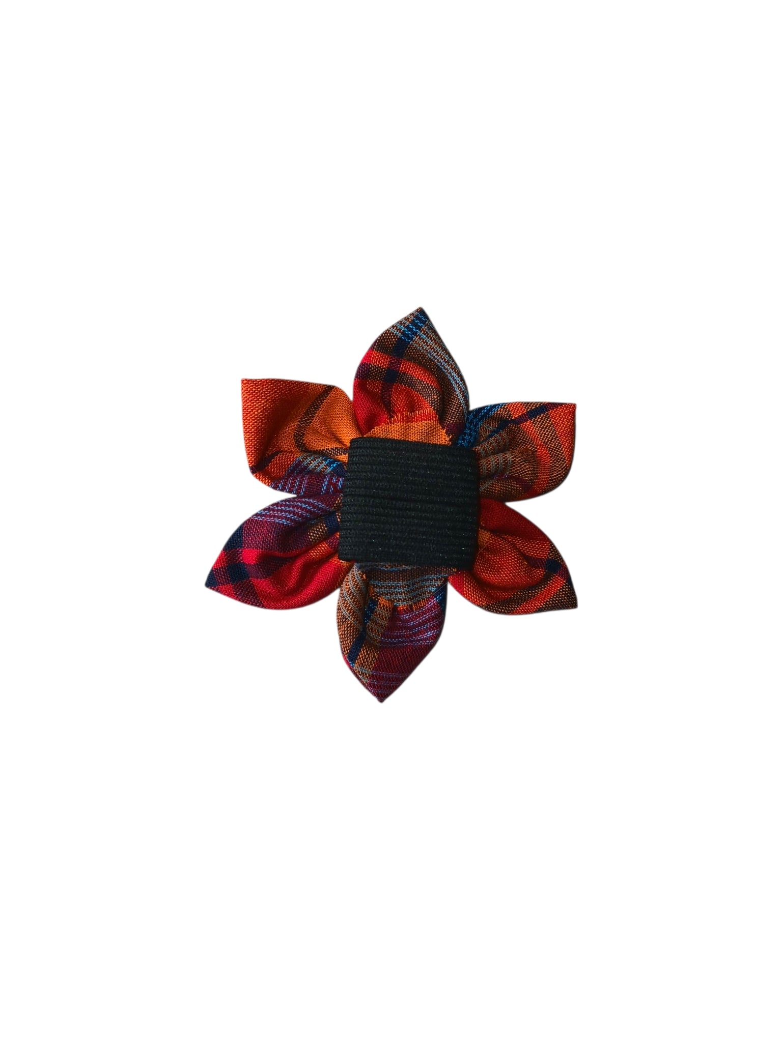 Orange Tartan Flower Collar Accessory