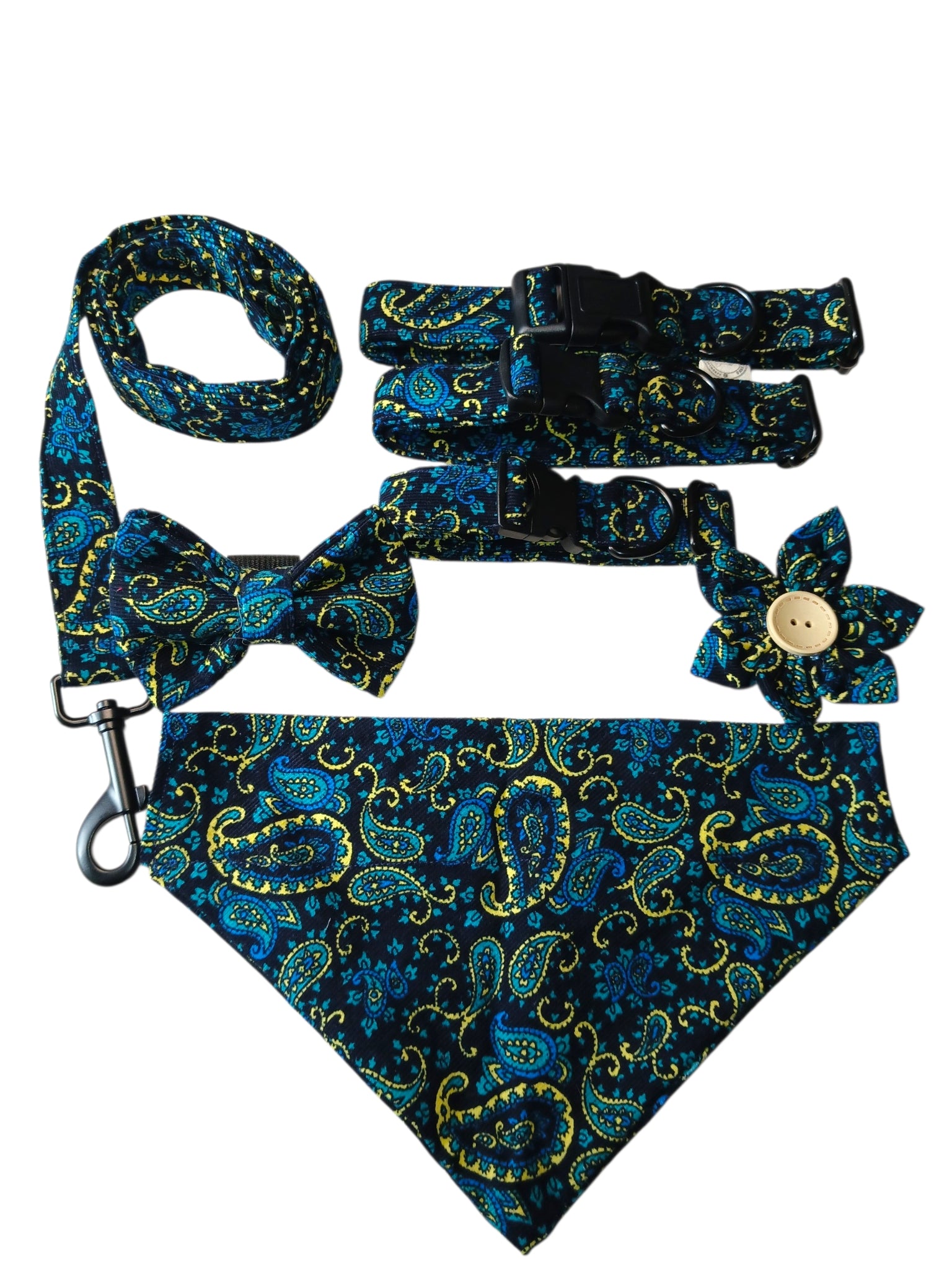Blue Paisley Pin Cord Dog Lead
