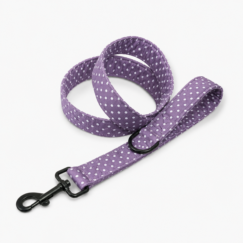 Purple Polkadot Dog Lead